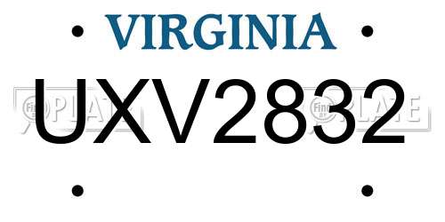 UXV2832 Virginia License Plate