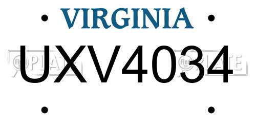 UXV4034 Virginia License Plate