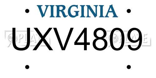 UXV4809 Virginia License Plate