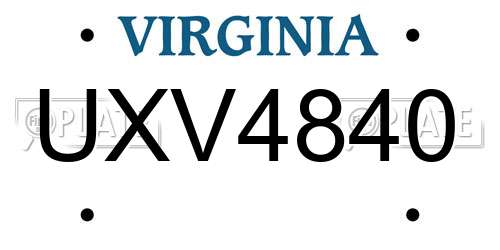 UXV4840 Virginia License Plate