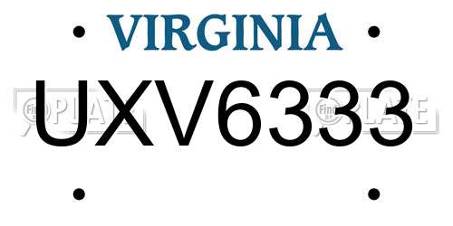 UXV6333 Virginia License Plate
