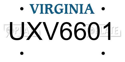 UXV6601 Virginia License Plate