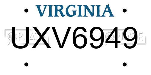 UXV6949 Virginia License Plate