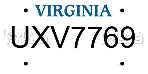 UXV7769 Virginia License Plate