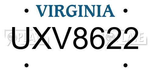 UXV8622 Virginia License Plate