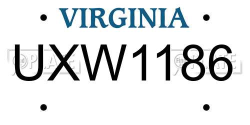 UXW1186 Virginia License Plate