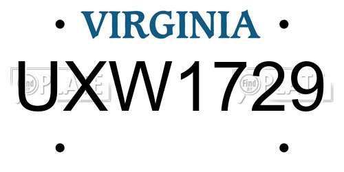 UXW1729 Virginia License Plate