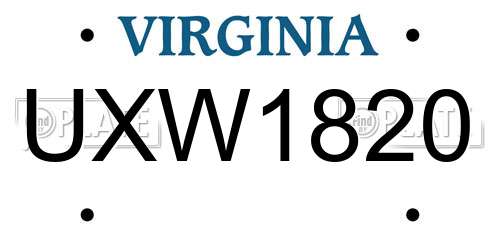 UXW1820 Virginia License Plate