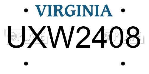 UXW2408 Virginia License Plate