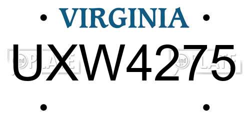 UXW4275 Virginia License Plate