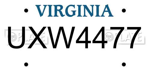 UXW4477 Virginia License Plate