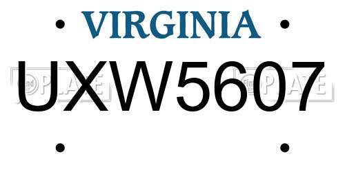 UXW5607 Virginia License Plate