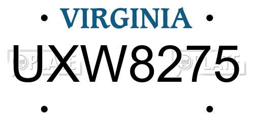 UXW8275 Virginia License Plate