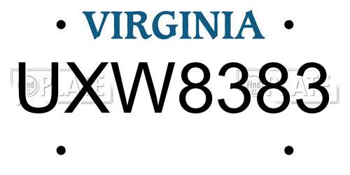 UXW8383 Virginia License Plate