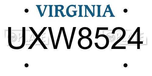 UXW8524 Virginia License Plate