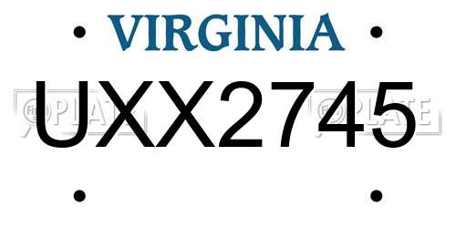 UXX2745 Virginia License Plate