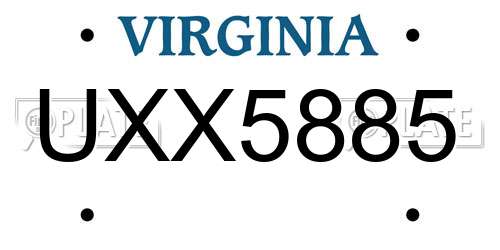 UXX5885 Virginia License Plate