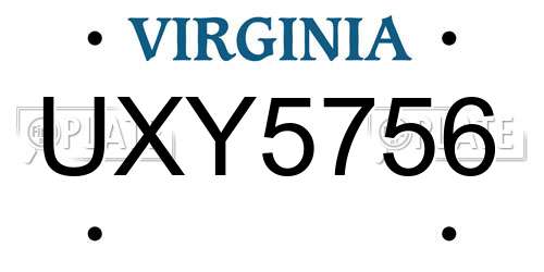 UXY5756 Virginia License Plate