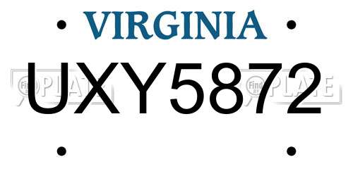UXY5872 Virginia License Plate