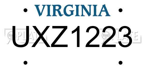 UXZ1223 Virginia License Plate