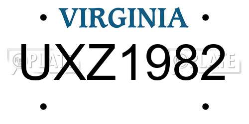 UXZ1982 Virginia License Plate