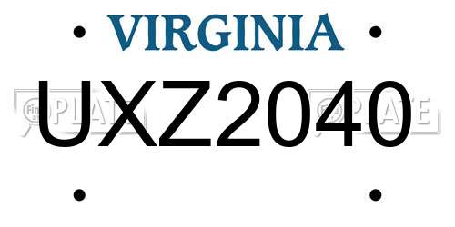 UXZ2040 Virginia License Plate