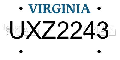 UXZ2243 Virginia License Plate