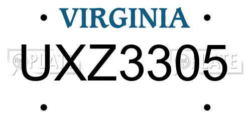UXZ3305 Virginia License Plate