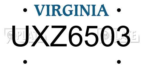 UXZ6503 Virginia License Plate