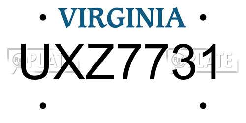 UXZ7731 Virginia License Plate