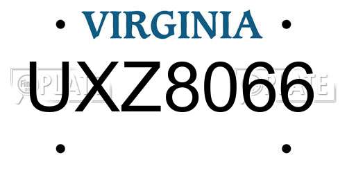 UXZ8066 Virginia License Plate