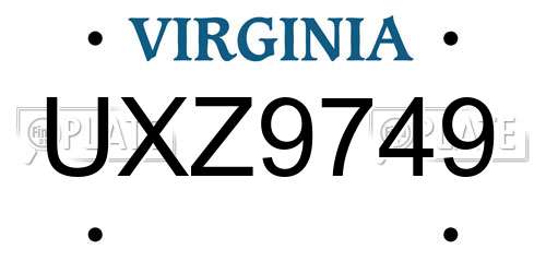 UXZ9749 Virginia License Plate