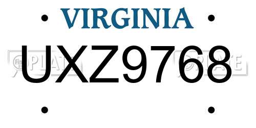 UXZ9768 Virginia License Plate