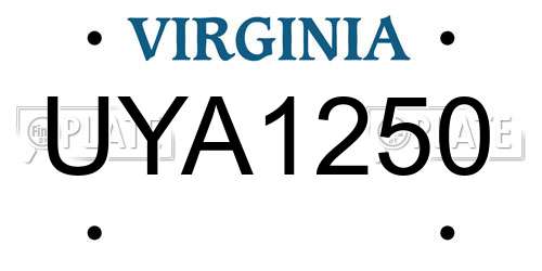 UYA1250 Virginia License Plate