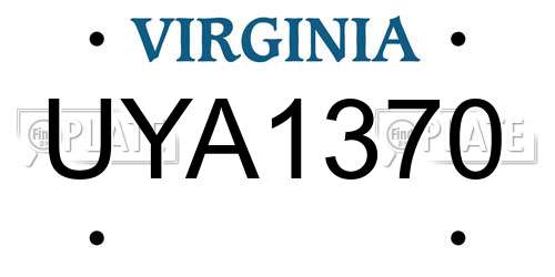UYA1370 Virginia License Plate