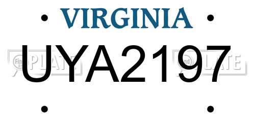 UYA2197 Virginia License Plate
