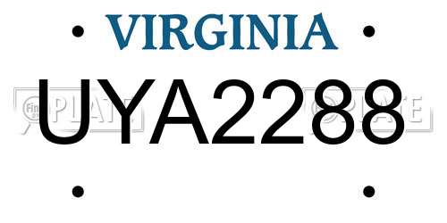 UYA2288 Virginia License Plate