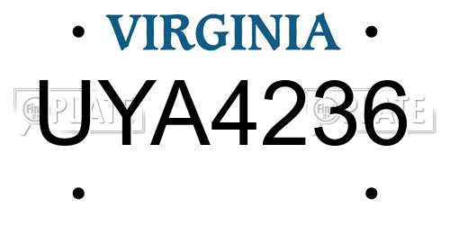 UYA4236 Virginia License Plate