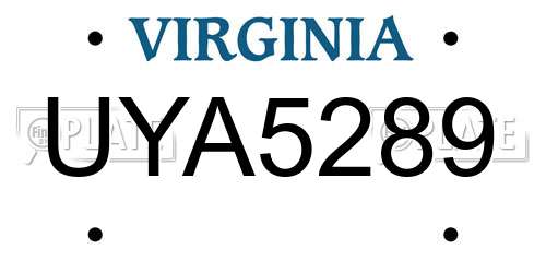 UYA5289 Virginia License Plate