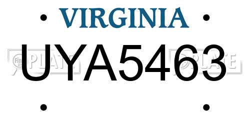 UYA5463 Virginia License Plate