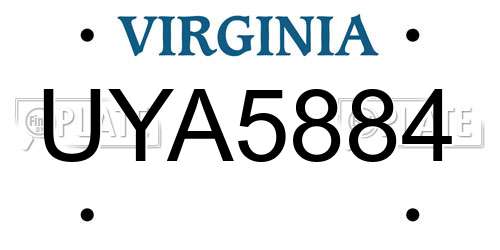 UYA5884 Virginia License Plate