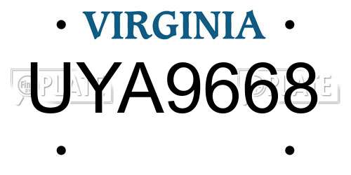 UYA9668 Virginia License Plate