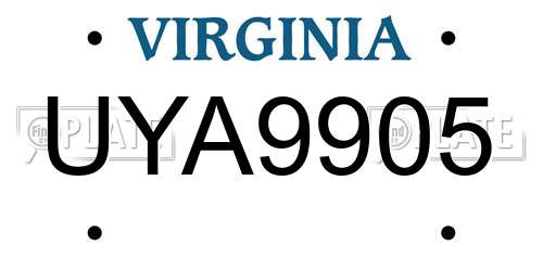 UYA9905 Virginia License Plate