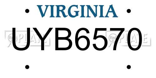 UYB6570 Virginia License Plate