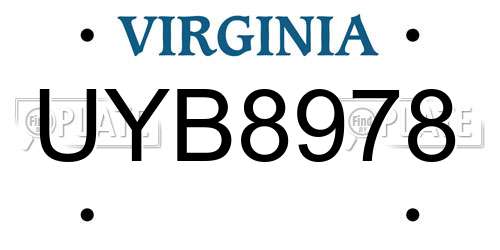 UYB8978 Virginia License Plate
