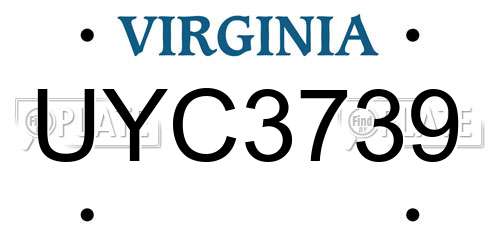 UYC3739 Virginia License Plate