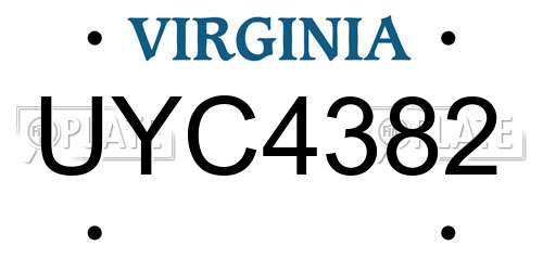 UYC4382 Virginia License Plate
