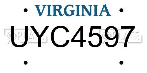 UYC4597 Virginia License Plate
