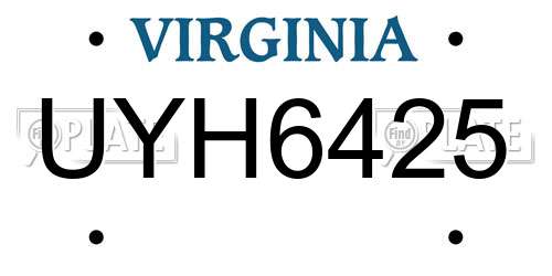 UYH6425 Virginia License Plate