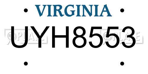 UYH8553 Virginia License Plate